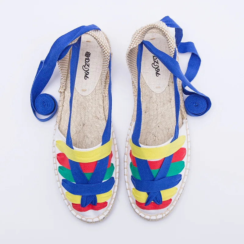 Dzym Zomer Mocassin Patchwork Flats Vrouwen Cross-Band Canvas Espadrilles Hoge Kwaliteit Visser Schoenen Sapato Feminino