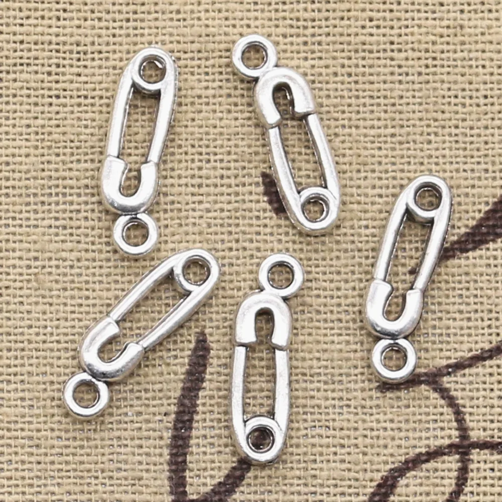 50pcs Charms Pin 19x6mm Handmade Craft Pendant Making fit,Vintage Tibetan Bronze Silver color,DIY For Bracelet Necklace