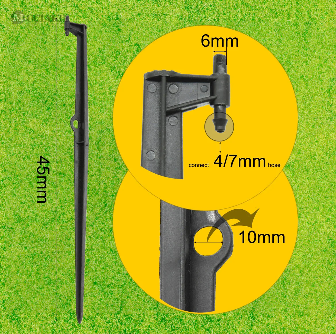 MUCIAKIE 10PCS 45CM Tall Fixed Stake for Garden Drip Irrigation Spinklers 8/11 4/7mm Hose Spike Spray Tubing Bracket Stand