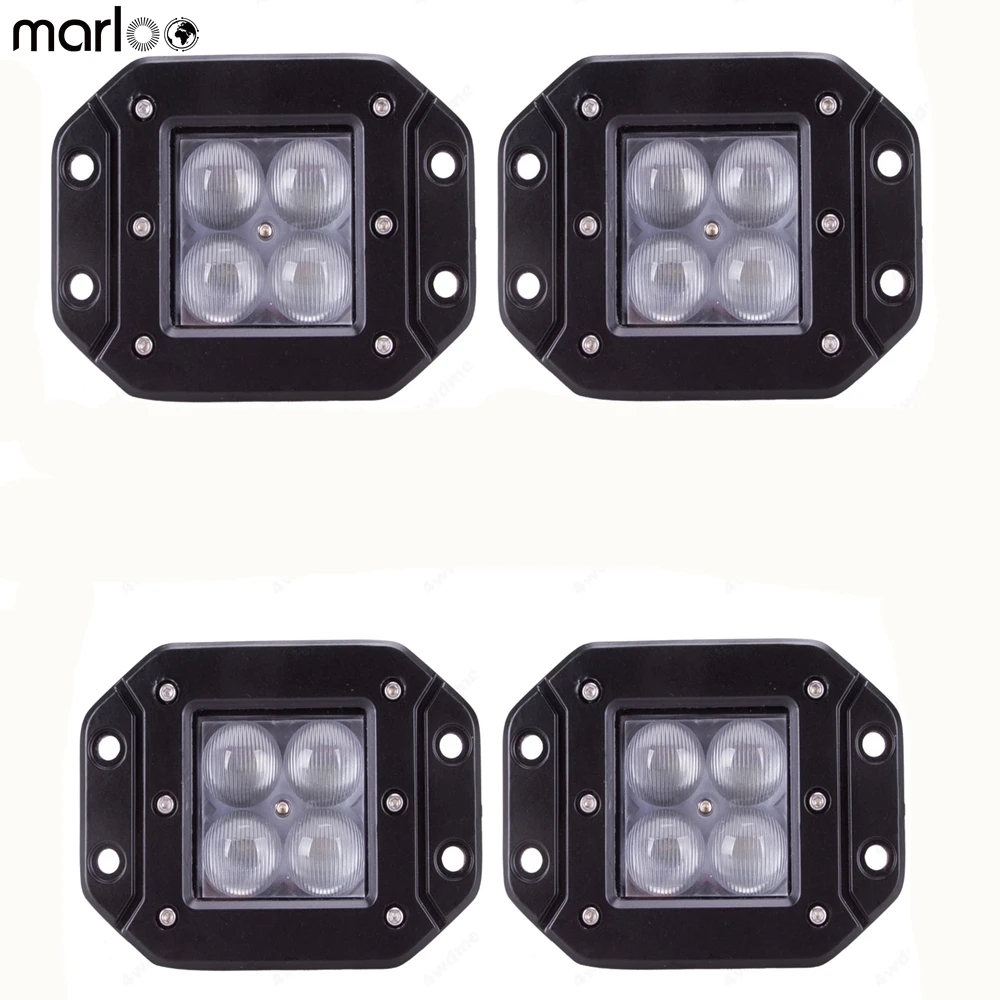 

4pcs 4inch 20W 4D LED Work Light Flush Mount Pod Spot Flood Beam Car Offroad Driving Lights for Ford Jeep SUV ATV 4x4 4WD Truck