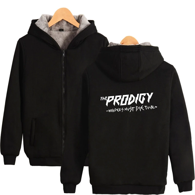 Winter Fashion Hip Hop PRODIGY Printed Zipper Men Women Hoodies Jacket Long Sleeve Thicker Fleece Zip Up Hoodie Sweatshirts Tops