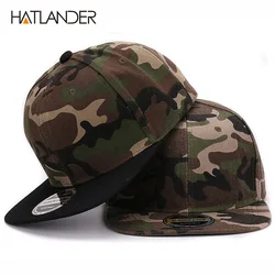 HATLANDER-Boné de beisebol masculino e feminino, camuflagem, snapback, poliéster, branco, plano, sem bordado, chapéu, beisebol