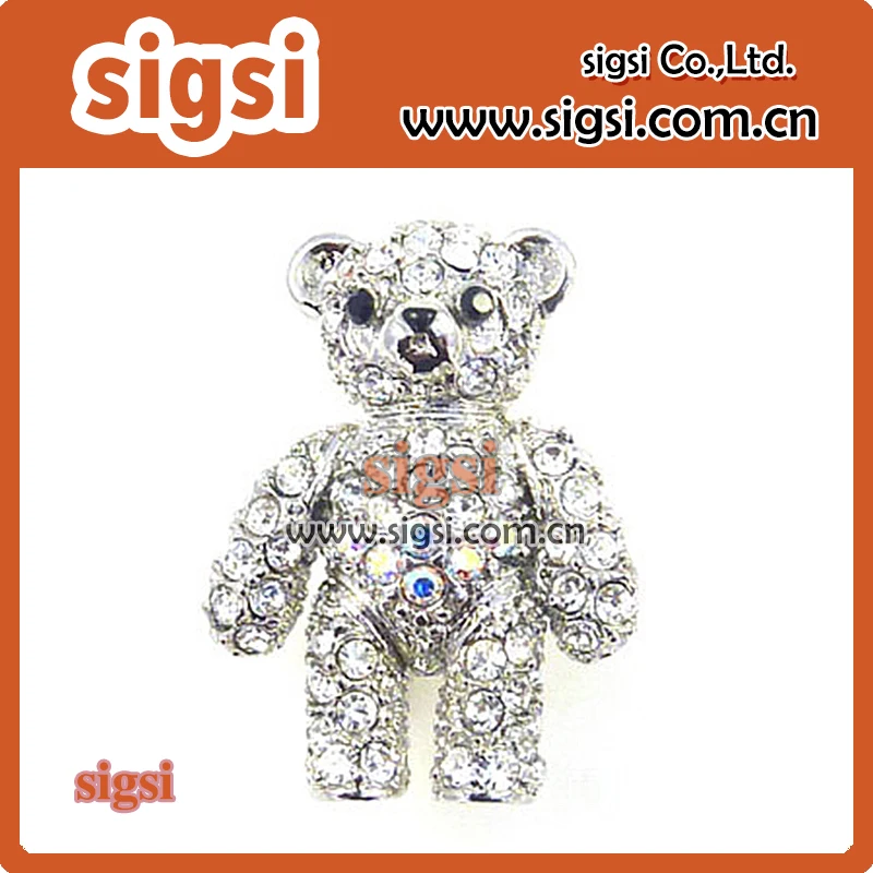 

100pcs wholesale teddy clear/yellow bear rhinestone brooch pin for gift