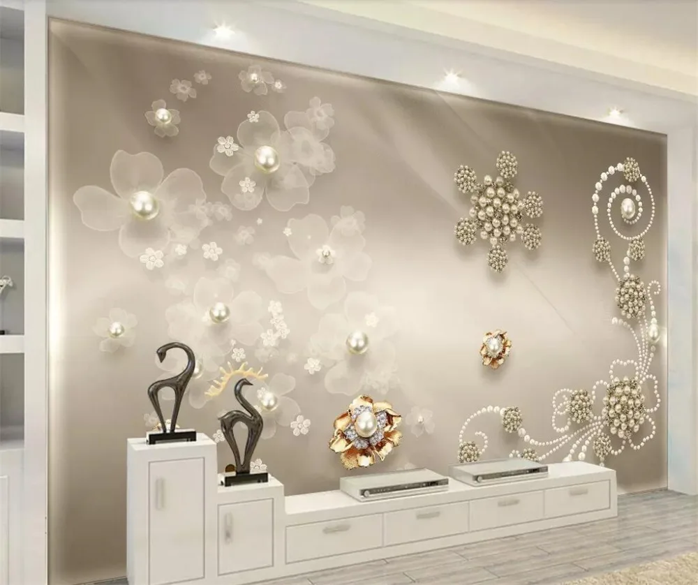 

beibehang Custom wallpaper 3D jewelry pearl modern fashion TV background wall 5d decorative wallpaper 8d crystal embossed mural