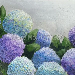 Hand Painted Wall Art Pretty Purple Light Blue Sky Full of Star Filled the Garden Circle Flowers Handmade Oil Painting On Canvas