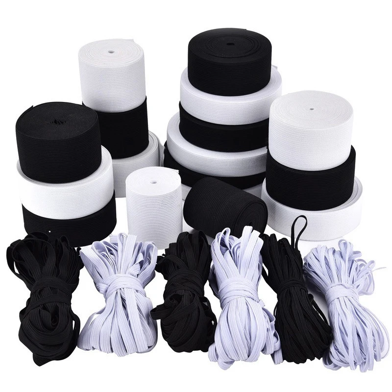 5Meter 15/20/25/30/35/40/50/60MM Elastic Band Sewing Clothing Accessories Nylon Elastic Rubber Band Garment Sewing Black White