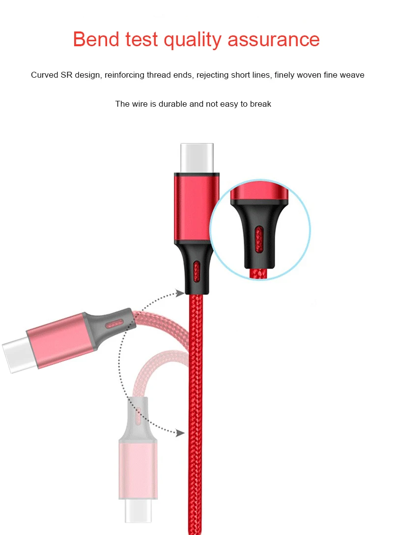 USB Type C Cable 25cm 50cm 1m 2m 3m Fast Charging USB-C Data Cord For Samsung Galaxy S21 S20 Xiaomi Mi Type-c Origin Long Wire