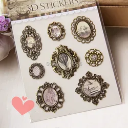 delicate bronze casting vintage Mirror 3D Sculptures stickers Antique Plated Metal tag scrapbooking embellishment