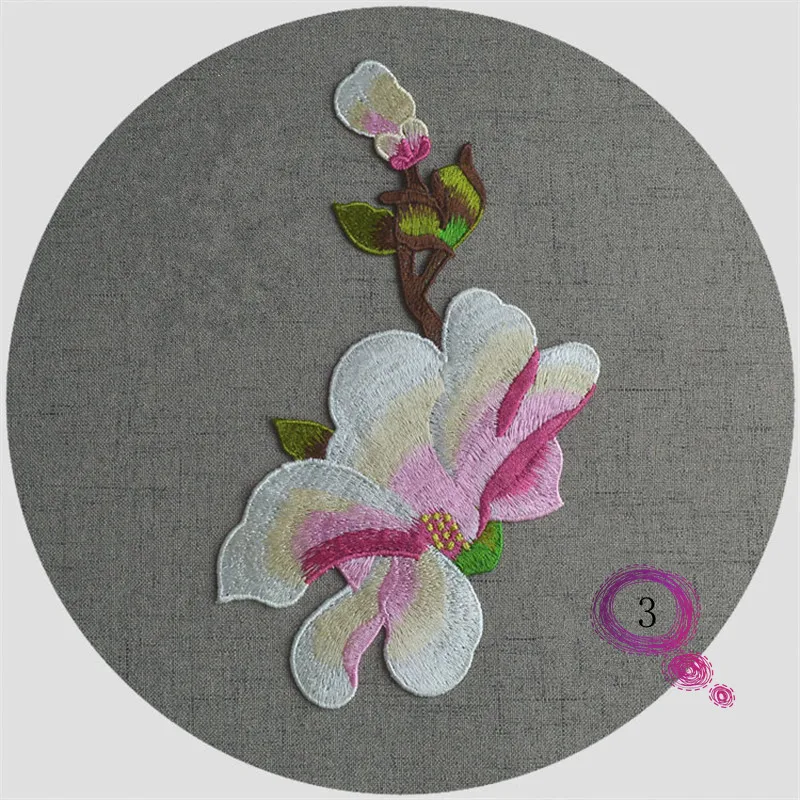 MAXSIN FUN Embroidered Magnolia Cloth Patch Clothes Patch Decals Clothing Handmade DIY Hole Decoration Accessories Stickers