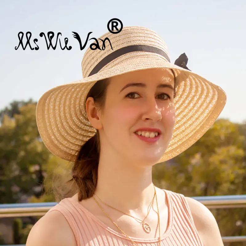 

Соломенная шляпа Летние шляпы для женщин Chapeau Femme для пляжа Однотонный бежевый хаки с бантом