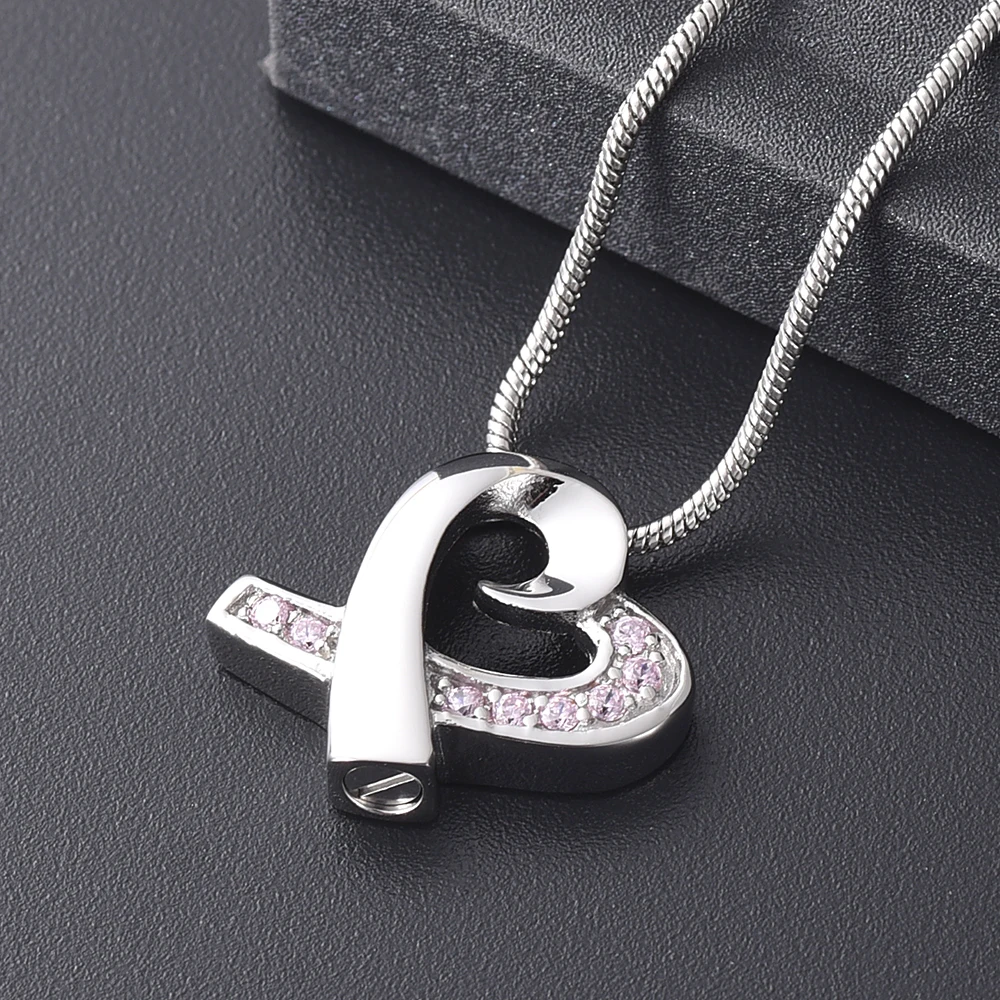 Crystals Inaly Heart Urn Pendant Stainless Steel Memorial Urn Jewelry Keepsake Cremation Necklace for Women