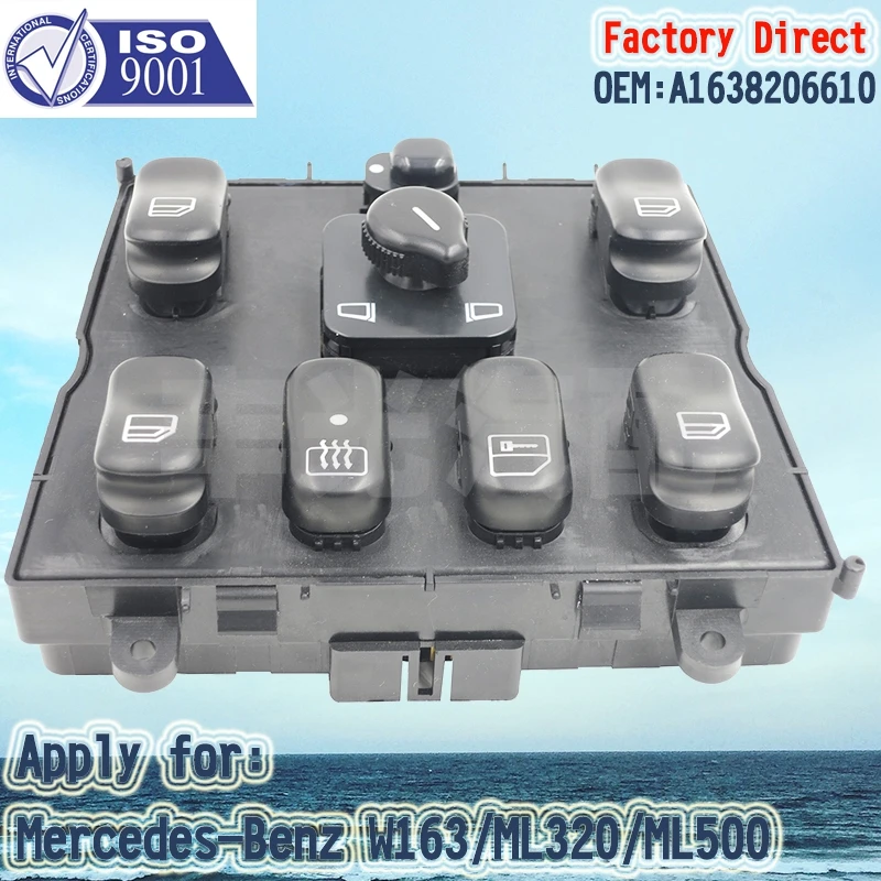 Factory Direct Auto Electric Power Window Control Switch Apply for 1998-2003 Mercedes-Benz W163 ML55 ML320 ML430 ML27 1638206610