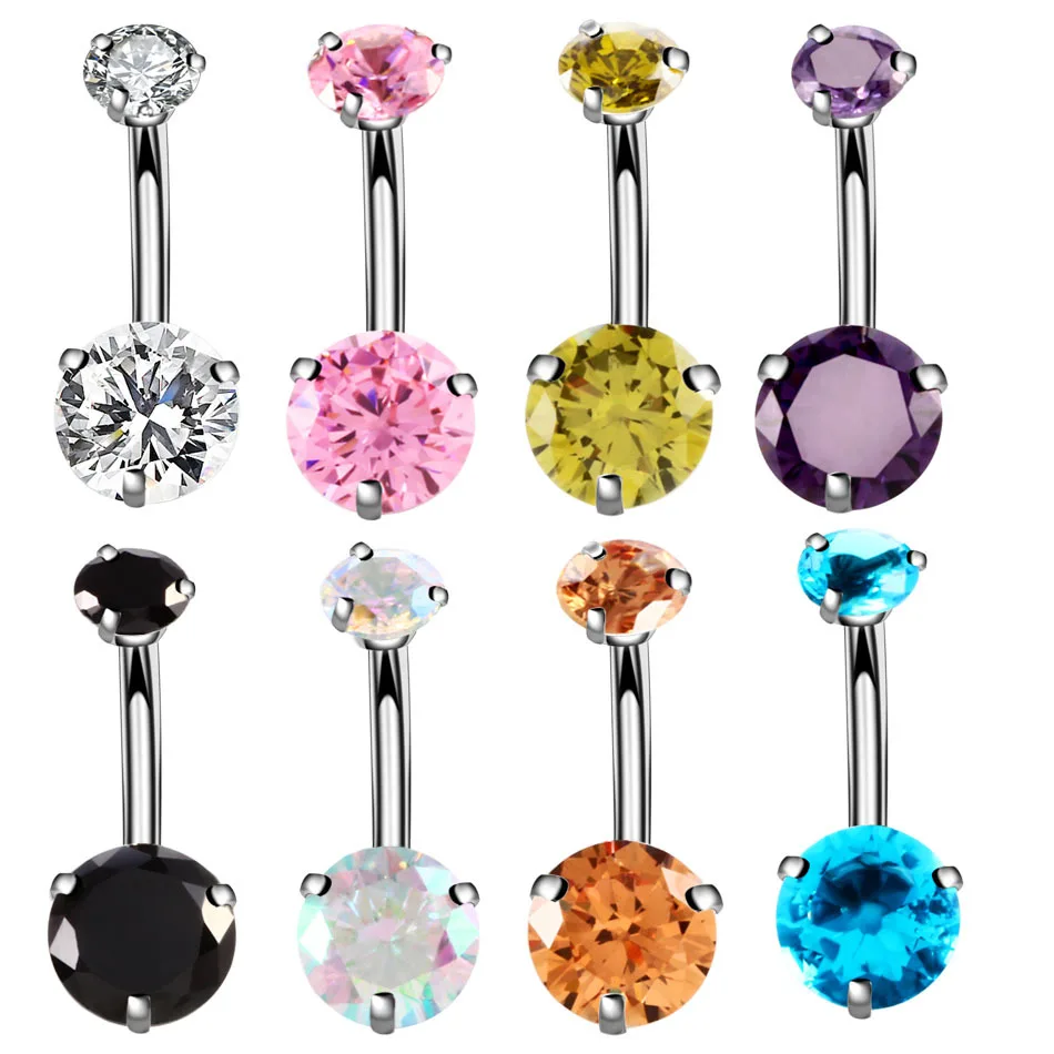 Fashion Hot Sexy Double Zircon Anti Allergy Simple Lounger Titanium Earrings Ear Nail Belly Button Rings Navel Piercing пирсинг