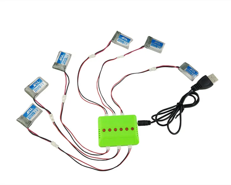 BLL 6Pcs  H20 Quadcopter Battery  3.7V 150mAh 30C Battery Set with Charger for  H20 Hexacopter RC Battery