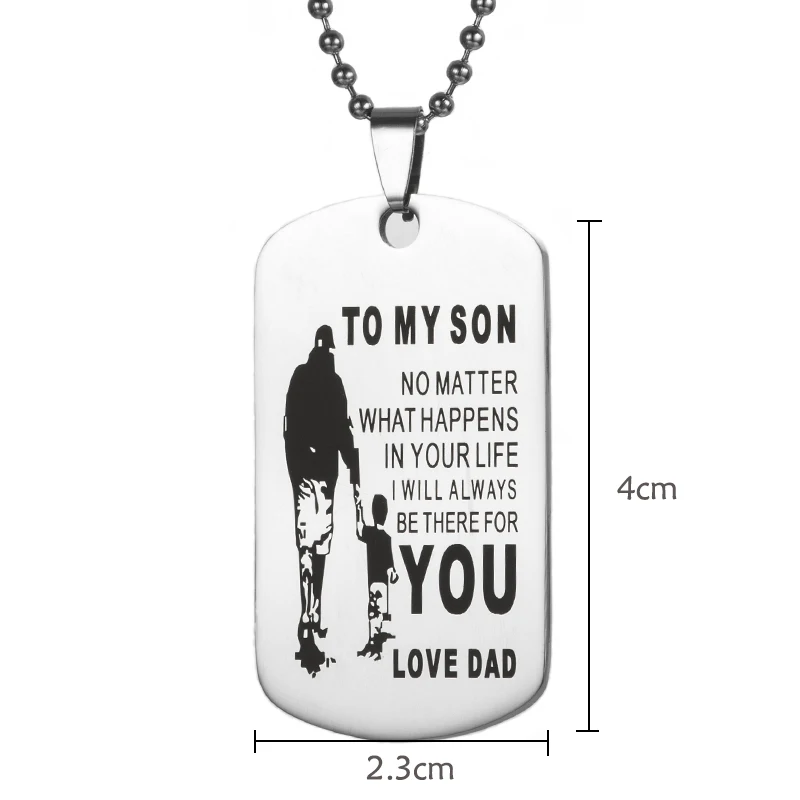 Caxybb Brand a My Son Dog Tag Stainless Steel Father-Son Pendant Necklace Nameplated Necklace Love Gift To my son image 2