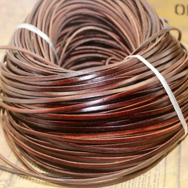 2meter 1-8mm Retro Brown Real Genuine Leather Cord Round Flat Rope String For DIY Necklace Bracelet Jewelry Making Accessories