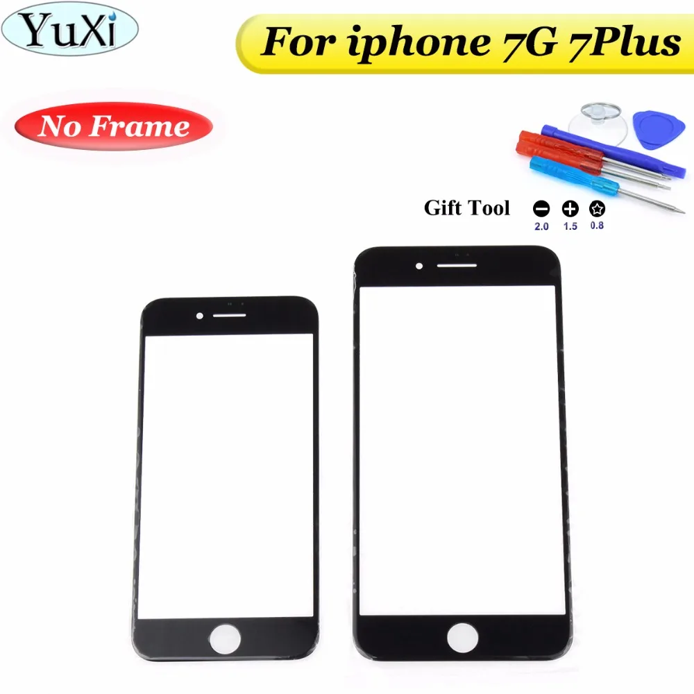 

YuXi Replacement LCD Front Touch Screen Outer Glass Lens For iphone 7 7p plus 4.7 5.5 inch repair black white With Tool