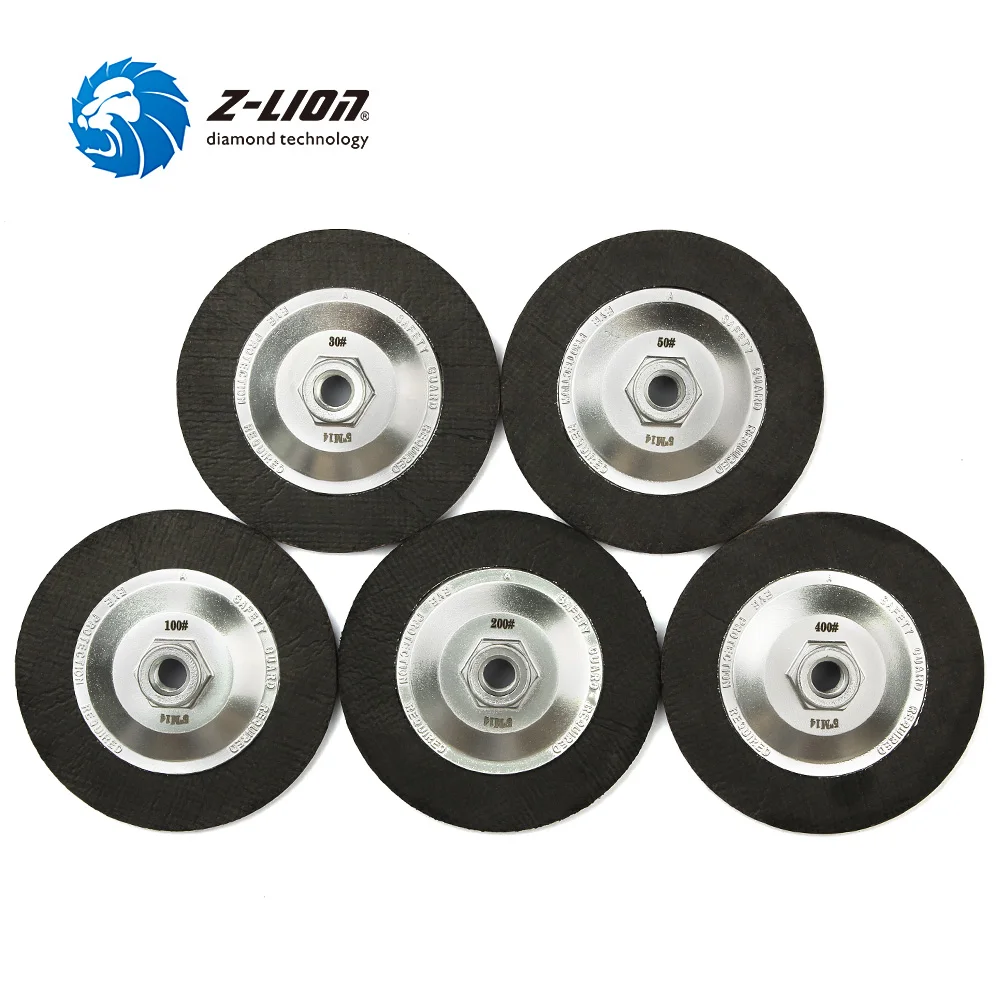 Z-LION 5 Inch Diamond Ceramic Bond Cup Edge Grinding Wheel Concrete Edge Dry Polishing Cup Wheel 125mm Grit 30-400# M14 & 5/8-11