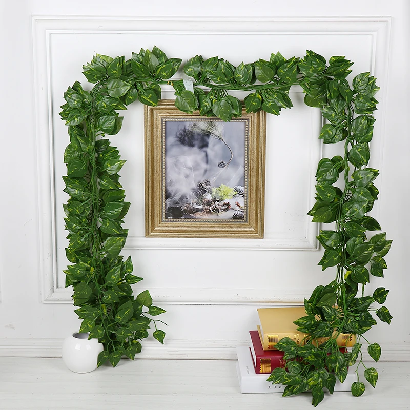 

12pcs/lot 2m Artificial Grape Ivy Vine Crabapple Scindapsus Fake Foliage Garland Vine Plant Garden Wedding Party Decor