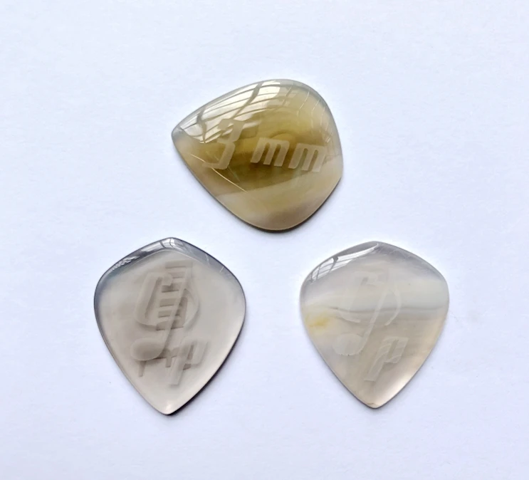 Gray Agate Chalcedony Crystal Stone Guitar Pick,