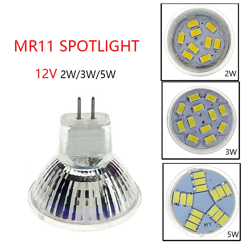 5pcs/lot Spotlight Bulb DC12V MR11/GU4 Warm/Cold White 2W/3W/5W LED Lamp For Ceiling Lights/Studio Light