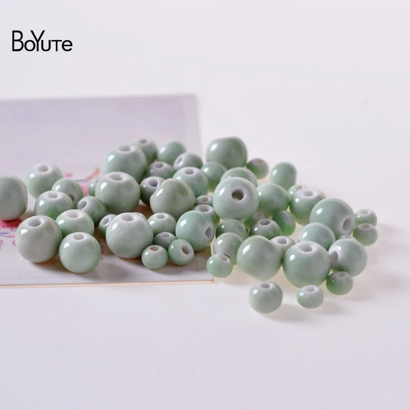 BoYuTe 50Pcs 6MM 8MM 10MM 12MM 14MM Loose Beads DIY Hand Made Porcelain Ceramic Beads Jewelry Making