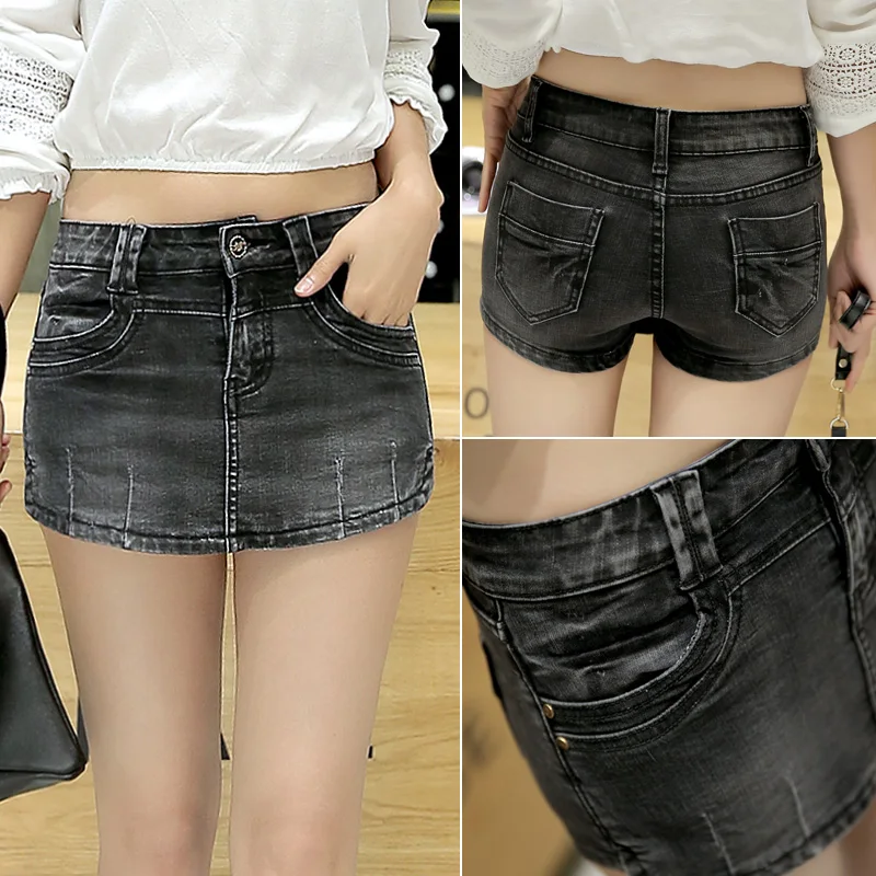 Summer 2018 Denim Skirt Shorts Female Fashion High Waist Stretch All-match Women Shorts Skirt Big Size Blue Jeans Shorts