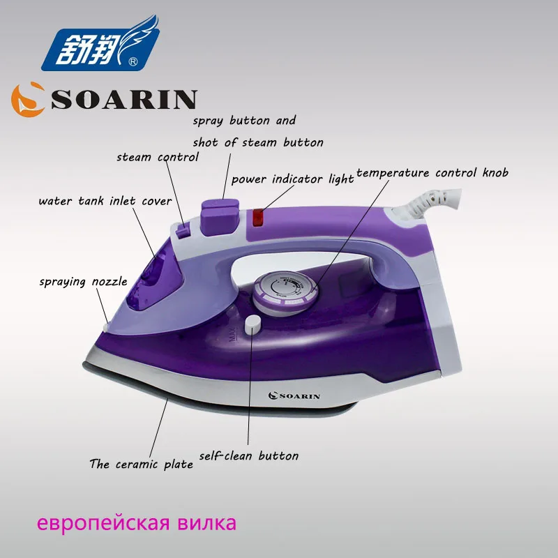 Ferro da stiro a vapore o Vestiti Piastra di Base In Ceramica Ferri Da Stiro A Vapore Elettrico Piroscafo Palmare Termostato 220 v gradi di Rotazione Cavo di Alimentazione