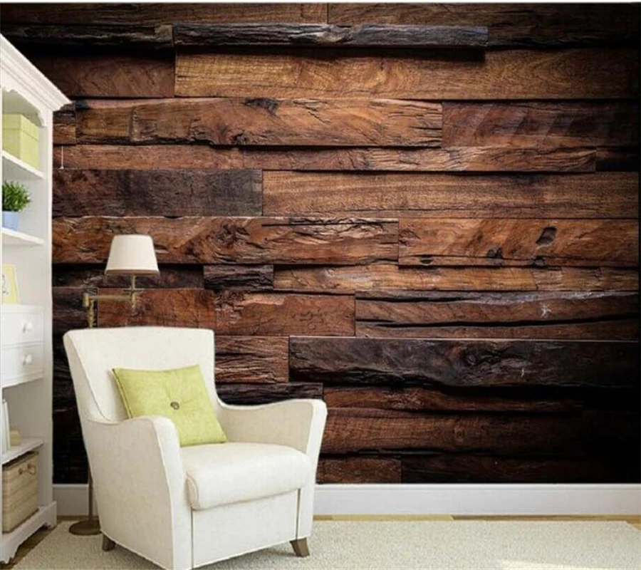 

wellyu Custom Wallpaper vintage wooden board wall mural living room bedroom TV background home decor 3d Wallpaper papier peint
