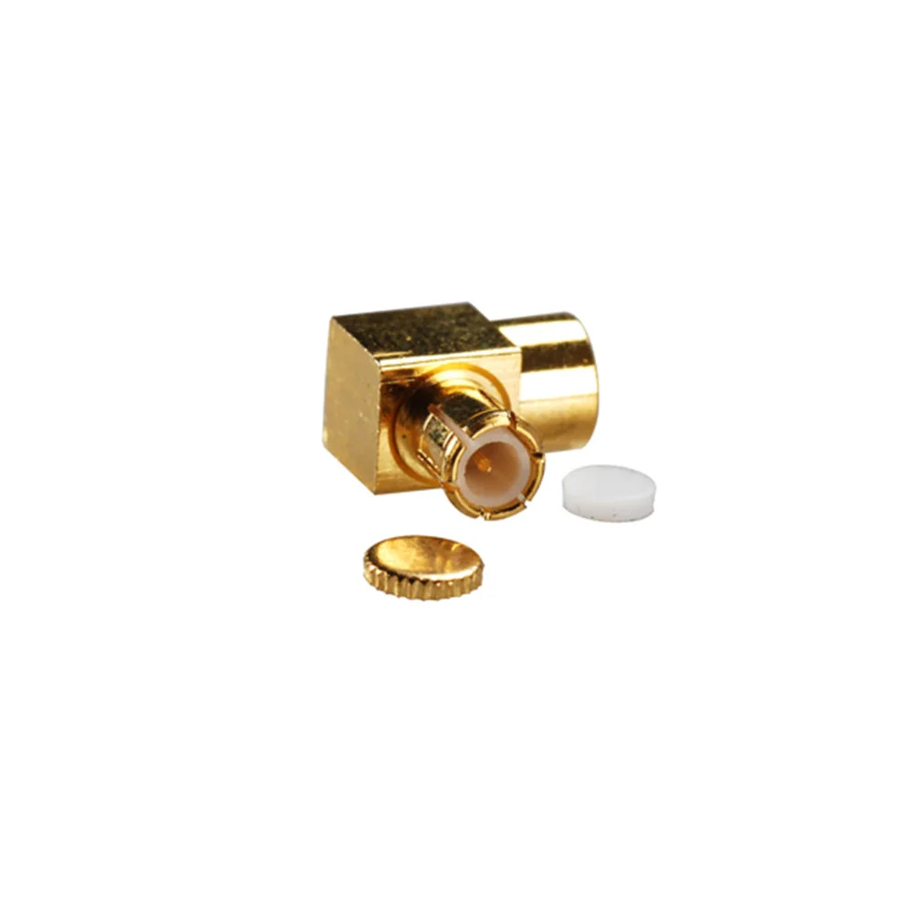 Eightwood MCX Solder Plug Male Right Angle RF Coaxial Connector Adapter for Semi-Rigid .141