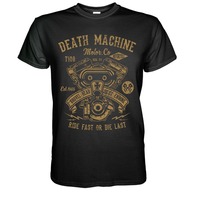 Shovel Head Death Machine T-Shirt - Biker Custom Chopper Ride Fast Summer 100% Cotton Normal Custom Design Shirts