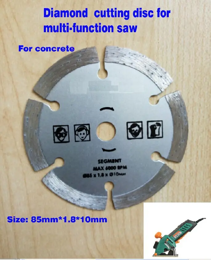 2pcs/lot  diamond segment cutting disc for multi function mini saw 85mm hole dia.10mm for concrete cutting circular saw blade