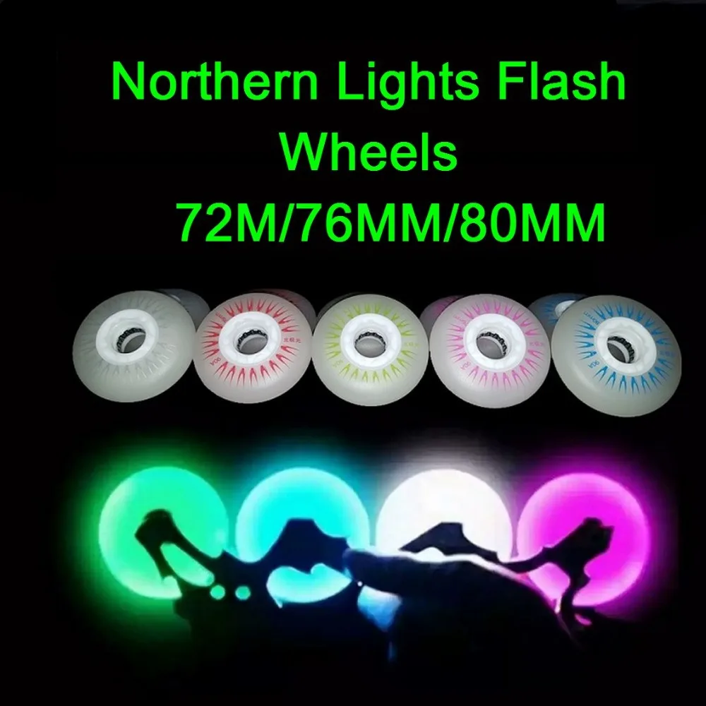 SzBlaZe-Roues de patins à roues alignées avec lumière clignotante LED, patins à roulettes intérieurs ou extérieurs, paquet de 4 pièces, 90A, 80mm, 76mm, 72mm