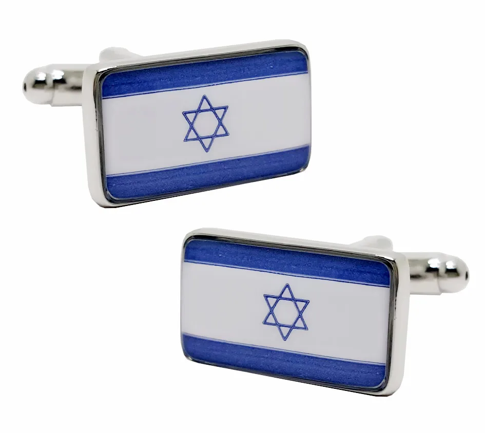 Flag Cufflinks blue color Flag of Israel design hotsale copper material cufflinks whoelsale&retail