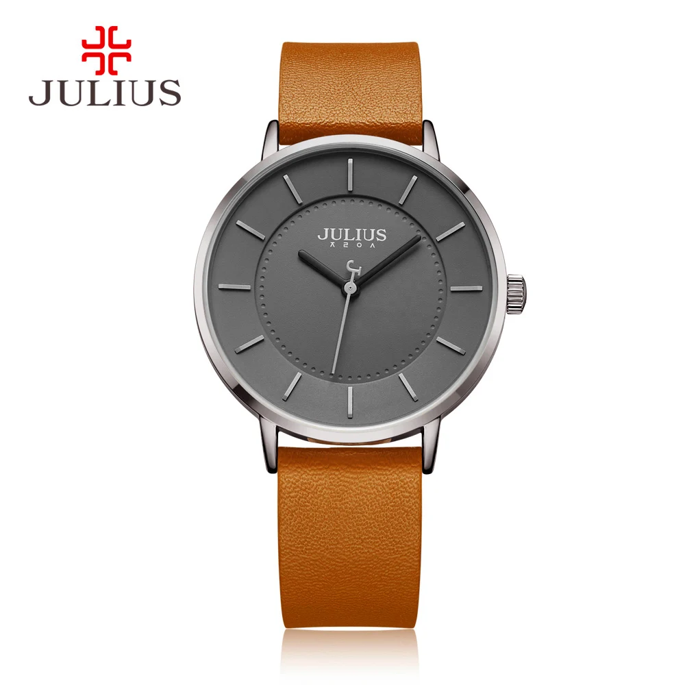 Classic Julius Men\'s Watch Japan Quartz Hours Fashion Clock Leather Bracelet Boy Student Birthday Valentine Gift No Box