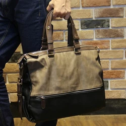 New Fashion Men's Soft pu leather handbag leisure Travel Case Duffel Shoulder bag Laptop Hand bag Multifunction messenger bag