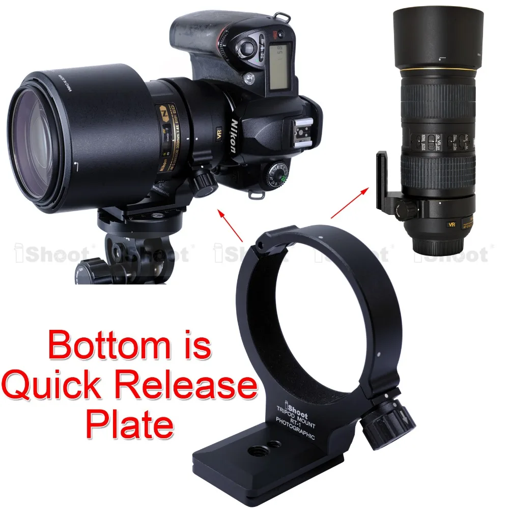 

Lens Tripod Mount Ring RT-1 Camera Support Holder Collar with Arca Fit Quick Release Plate for Nikon AF-S 300mm F/4E PF ED VR