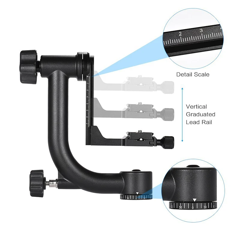 Metal 360 Degree Panoramic Gimbal Tripod Head Arca-Swiss Standard Bird Shooting Vertical for Canon Nikon DSLR Camera Watching