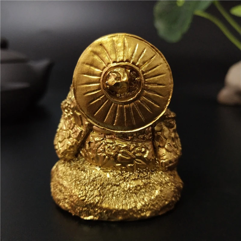 Golden Chinese Laughing Buddha Statue Ornaments Feng Shui Money Maitreya Buddha Sculpture Figurines For Home Garden Decoration
