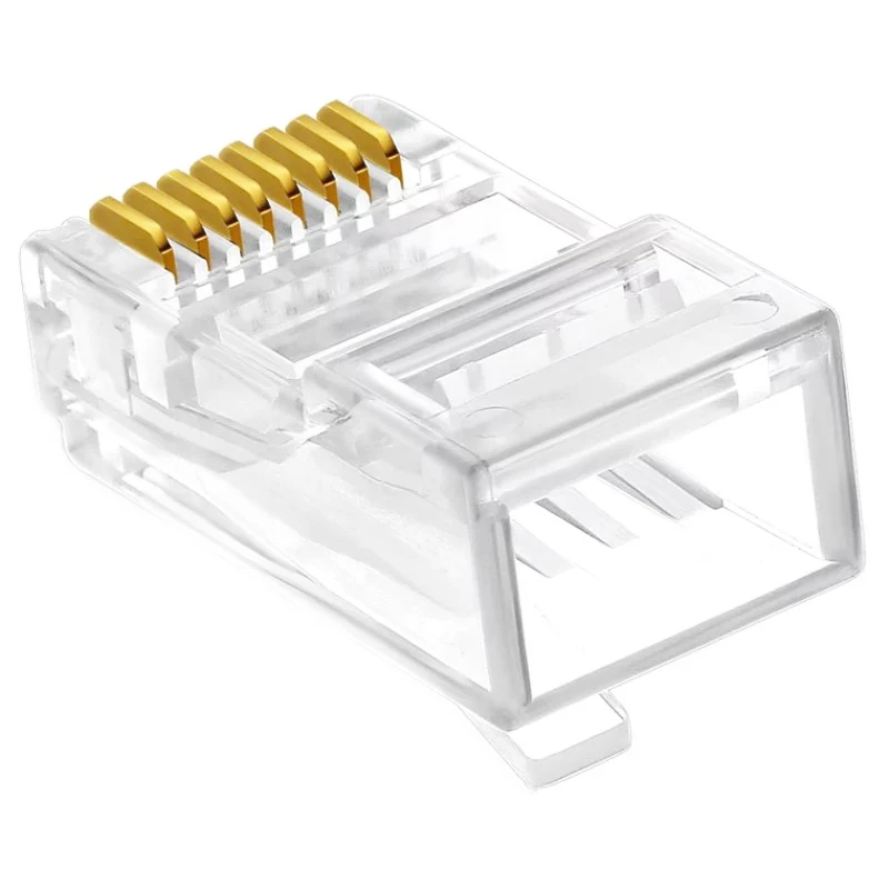 Conectores RJ45 Cat6 UTP 8P8C, Cable Ethernet de red chapado en oro, módulo macho sin blindaje