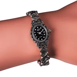 Ladies Black Vintage Bracelet Watch, Women's Watches for Small Wrists, Girls Quartz Watch