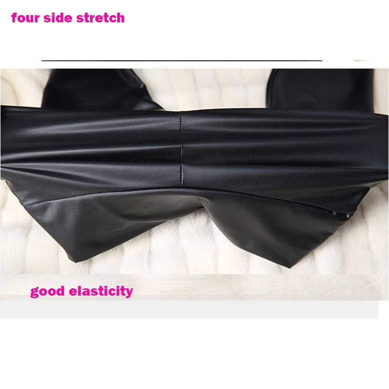 Good 69*50cm 4 Side Stretch Faux Leather Fabric Black PU Leather Fabric Pants Synthetic Faux Leather Fabric For Sewing Diy Pants