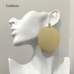 Gothletic メタリックゴールドカラー 60 ミリメートルビッグプラスチックスパンコールディスクドロップイヤリング女性 brincos ファッションジュエリー 2019 新