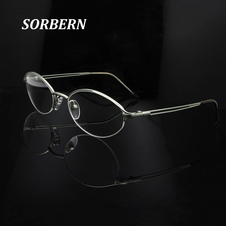 Metal Half Rim Optical Frame Glasses Women Spectacles Frame Eyeglasses Men Oval Clear Lens Lunette Femme Eyewear Accessories