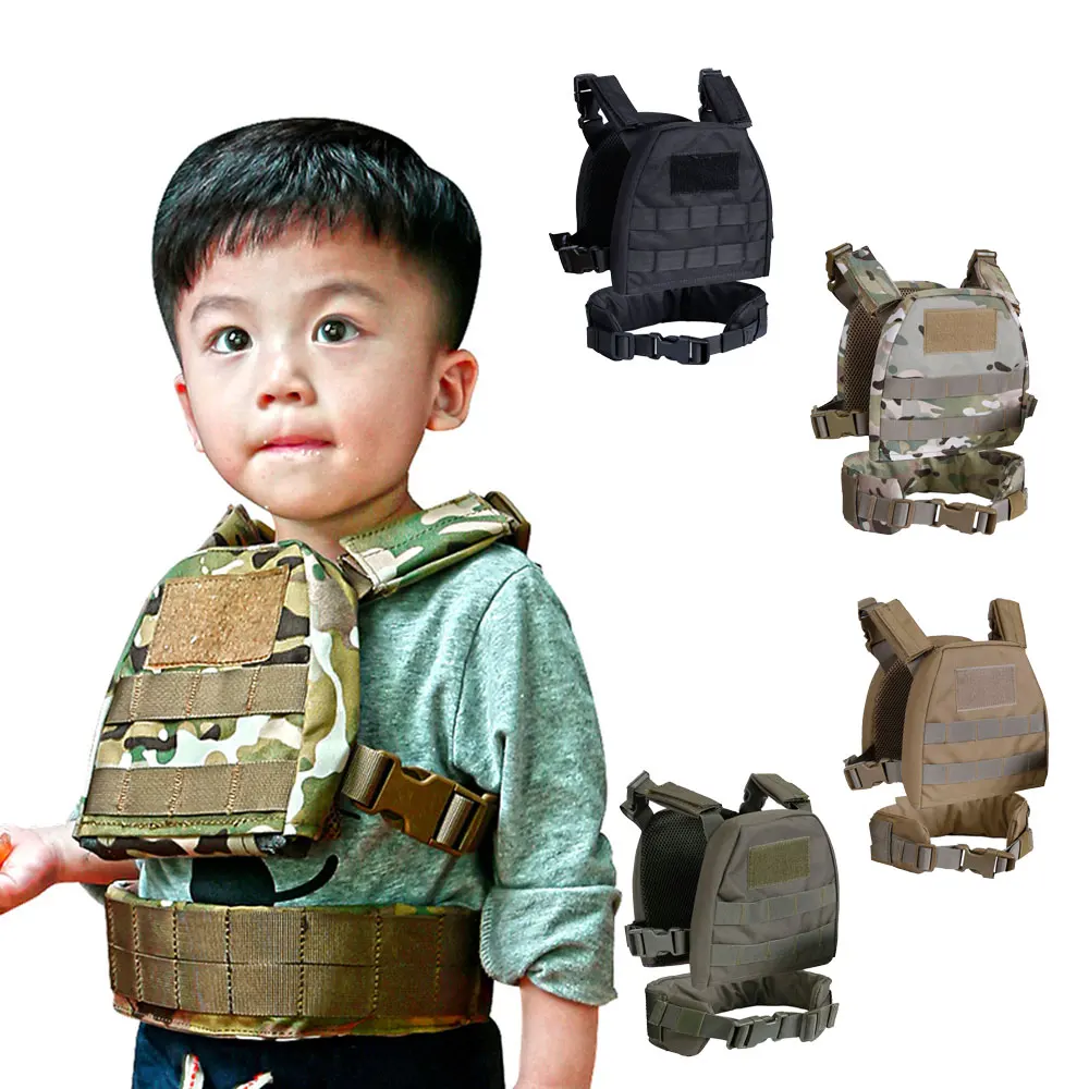 Kids Mini Tactical Vest With Patrol Loading Bearing Belt Molle Combat Vest XS/S CP Camouflage Airsoft JPC Vest Chest Rig Camo