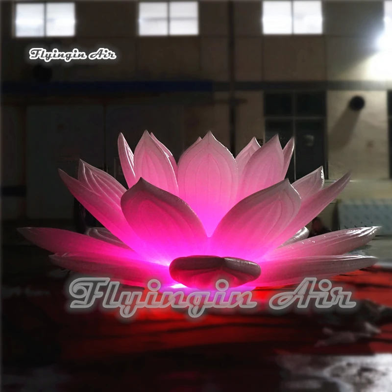 

Customized Lighting Inflatable Lotus Flower 3m/6m White Led Artificial Flower For Concert And Party Night Decoration