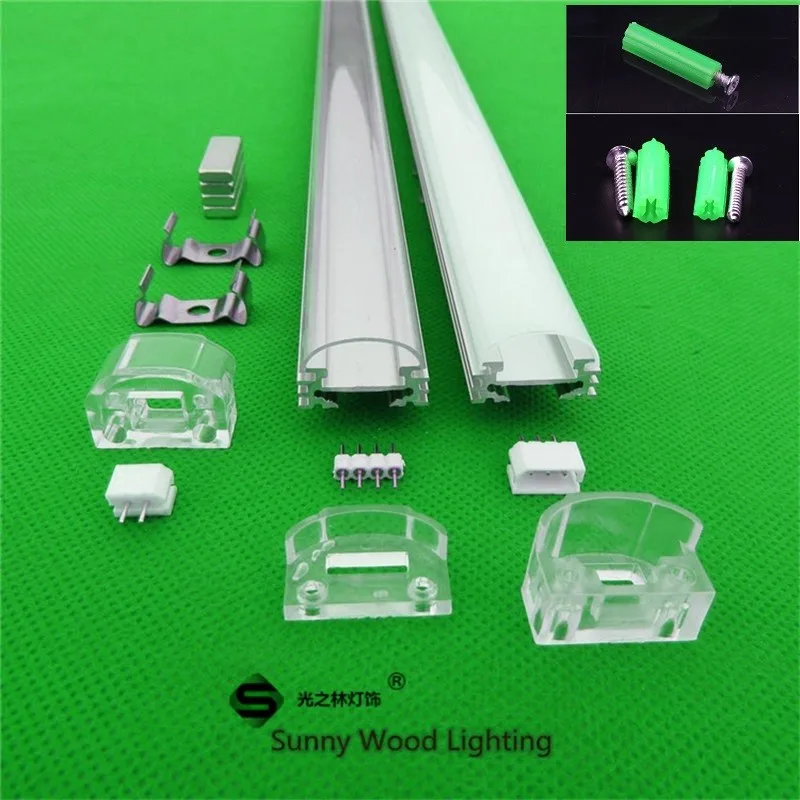 

10pcs/lot 2m 80inch length seamless aluminum profile for led strip,milky/transparent cover for 12mm pcb with fittings