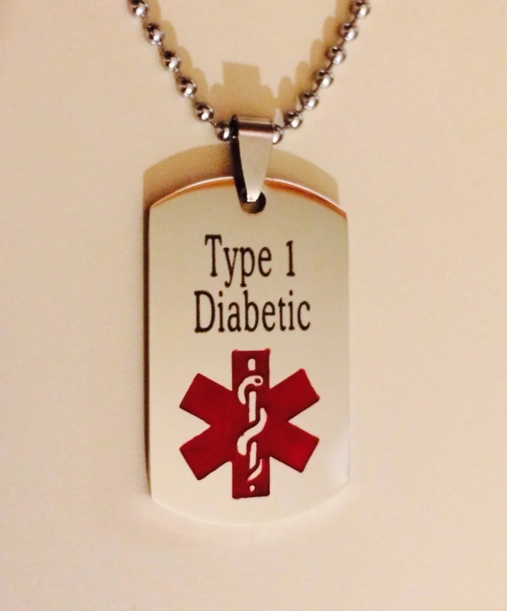 high quality custom Personalized Stainless Steel Medical ID Alert Necklace cheap hot sales medical type 1diabetic dog tag