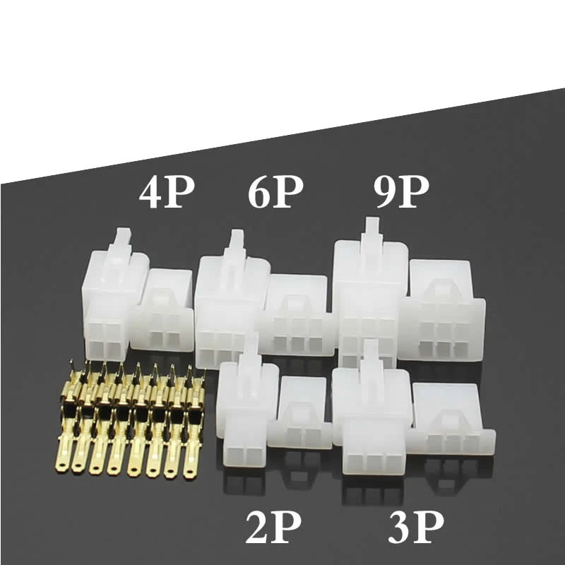 5set/lot 2.8 mm 2P/3P/4P/6P/9P 6A Motorcycle Connector Female and male Electric Car connector Butt Plug Hole core Insert