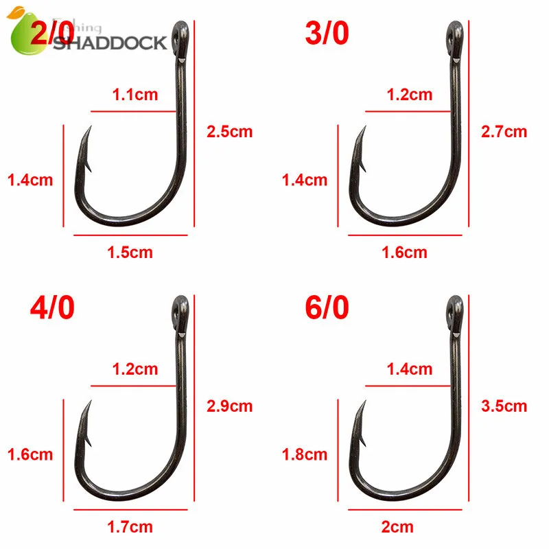 50pcs 9260 High Carbon Steel Fishing Hooks Black Sharp Faultless O'shaughnessy Bait Fishhooks Size 2/0 3/0 4/0 6/0 7/0